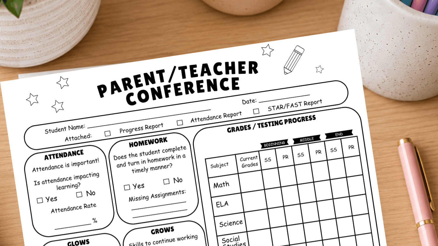 Parent/Teacher Conference Form Template