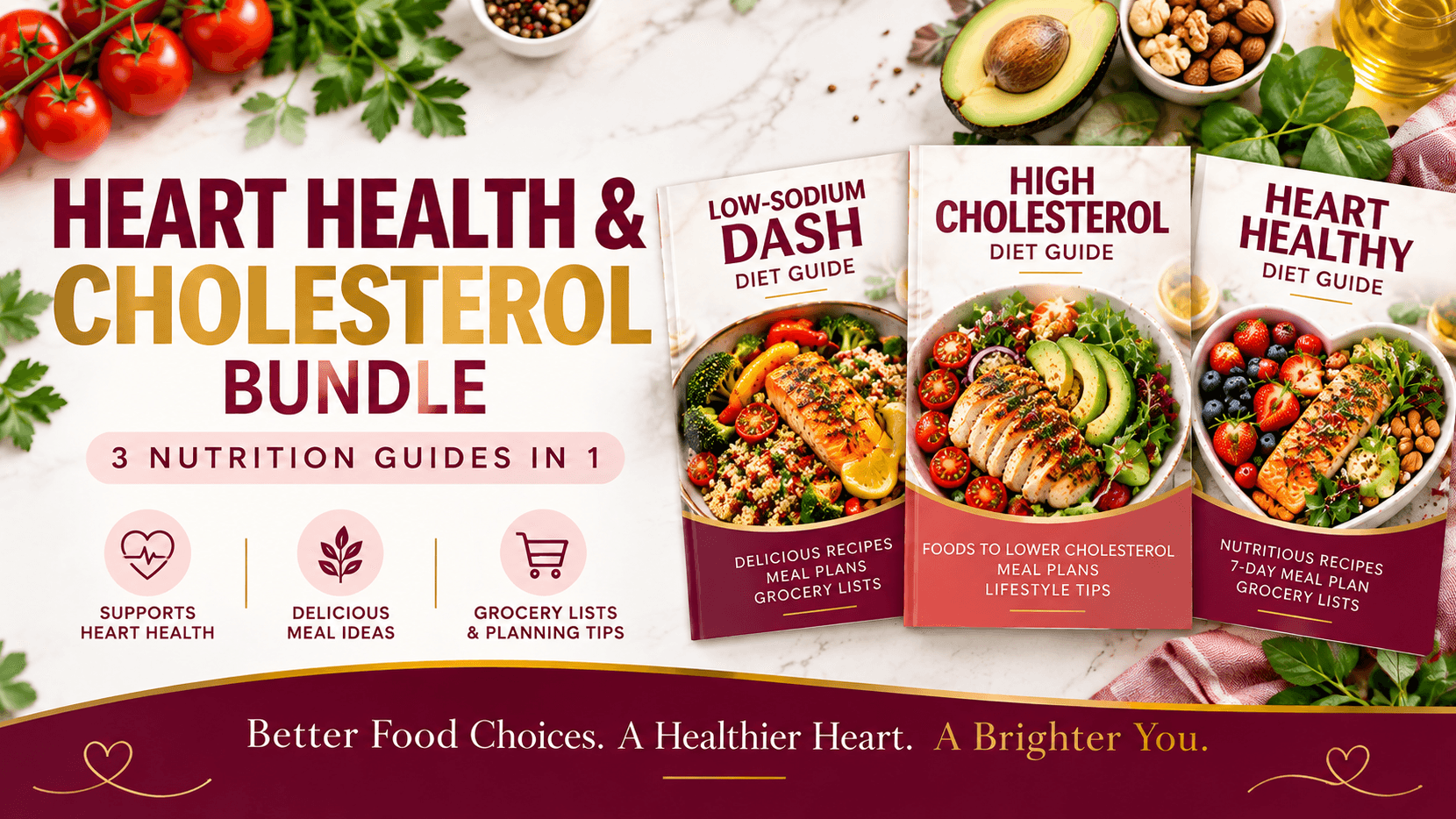 Heart Health & Cholesterol Bundle | 3 Diet Guides