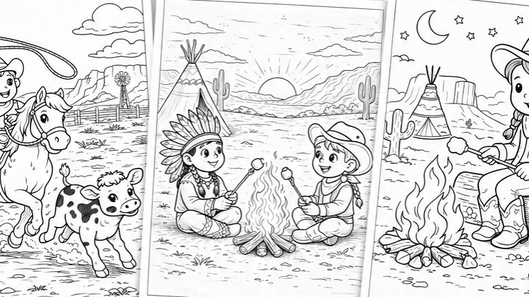 Western Themed Coloring Pages!!