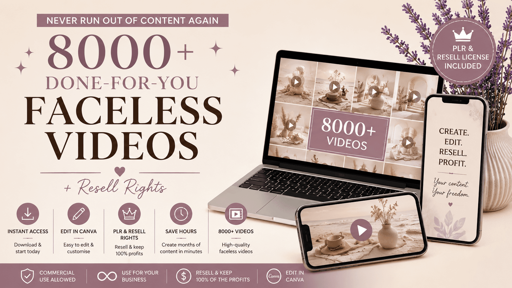 ✨ 8000+ Done-For-You Videos + Resell Rights ✨