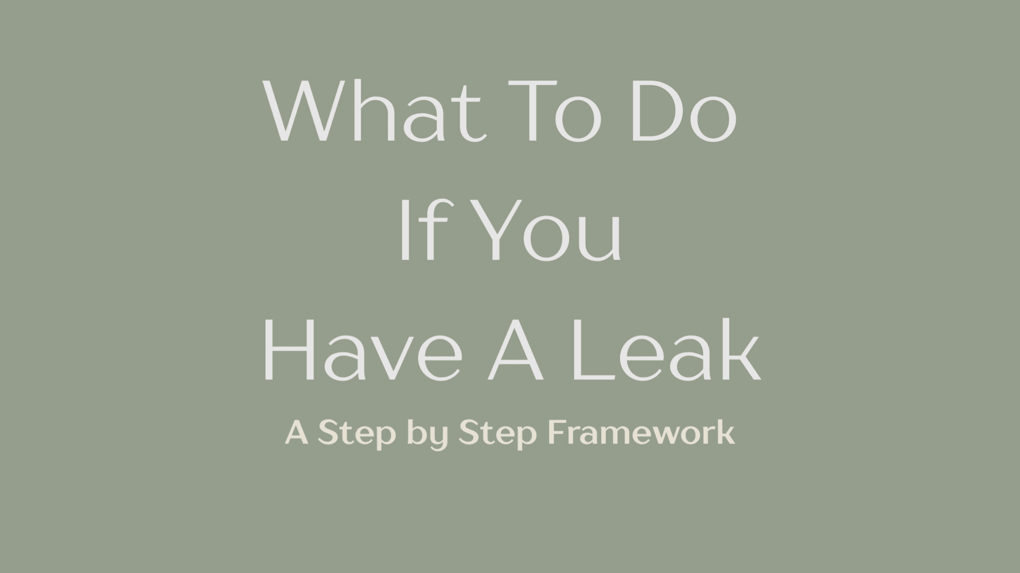What To Do If You Have A Leak
