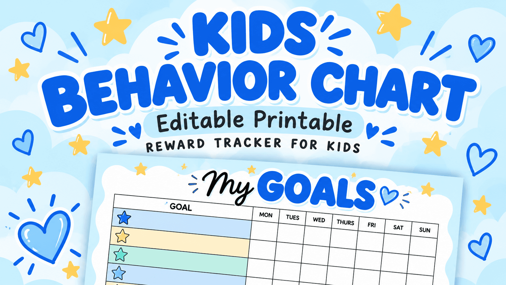 Kids' Behaviour & Reward Chart 💗 (BLUE)
