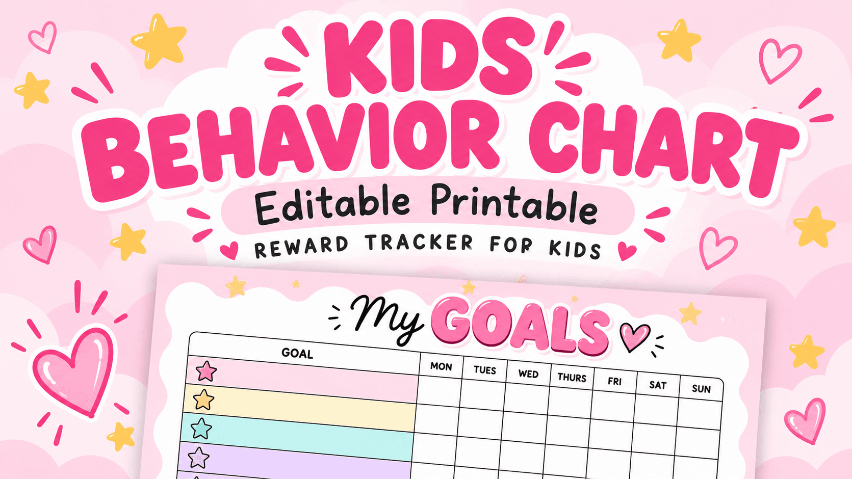 Kids' Behaviour & Reward Chart 💗 (PINK)