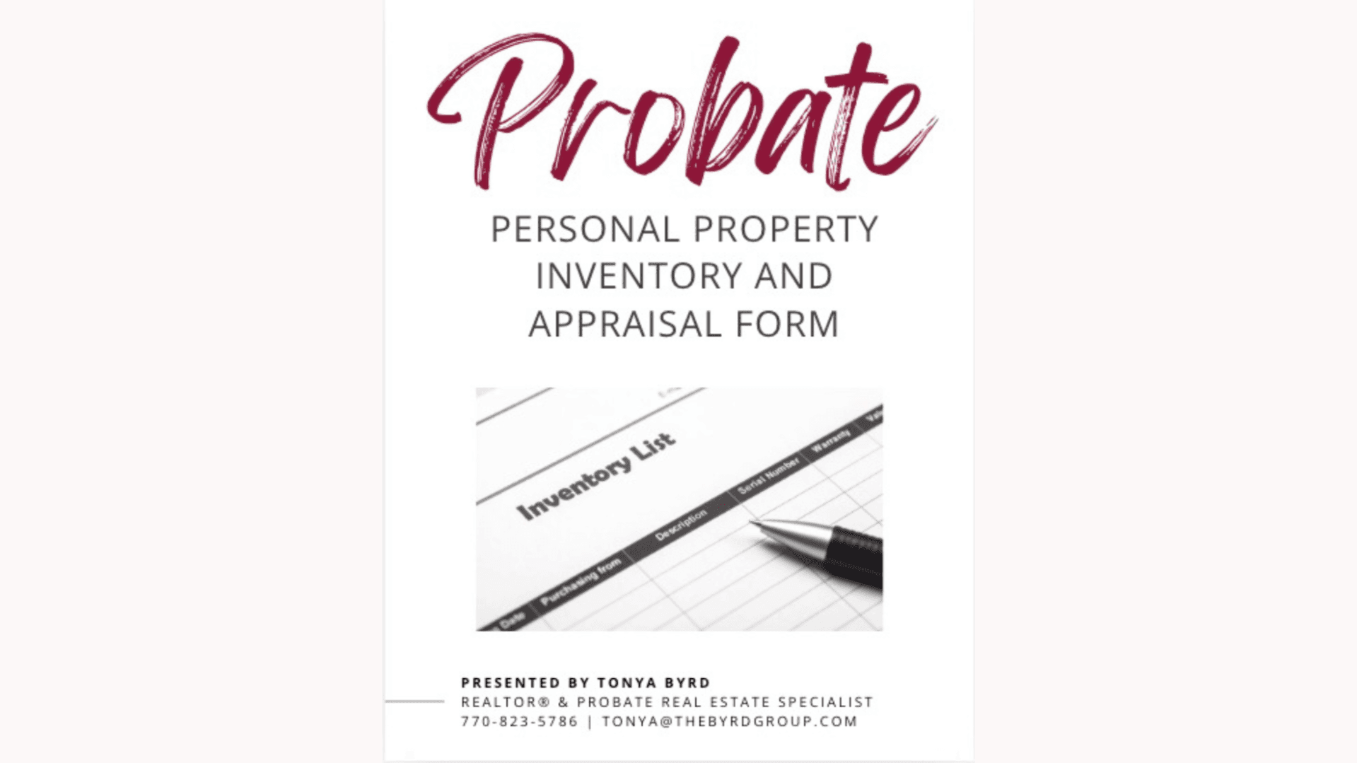 Probate: Personal Property, Inventory & Appraisal