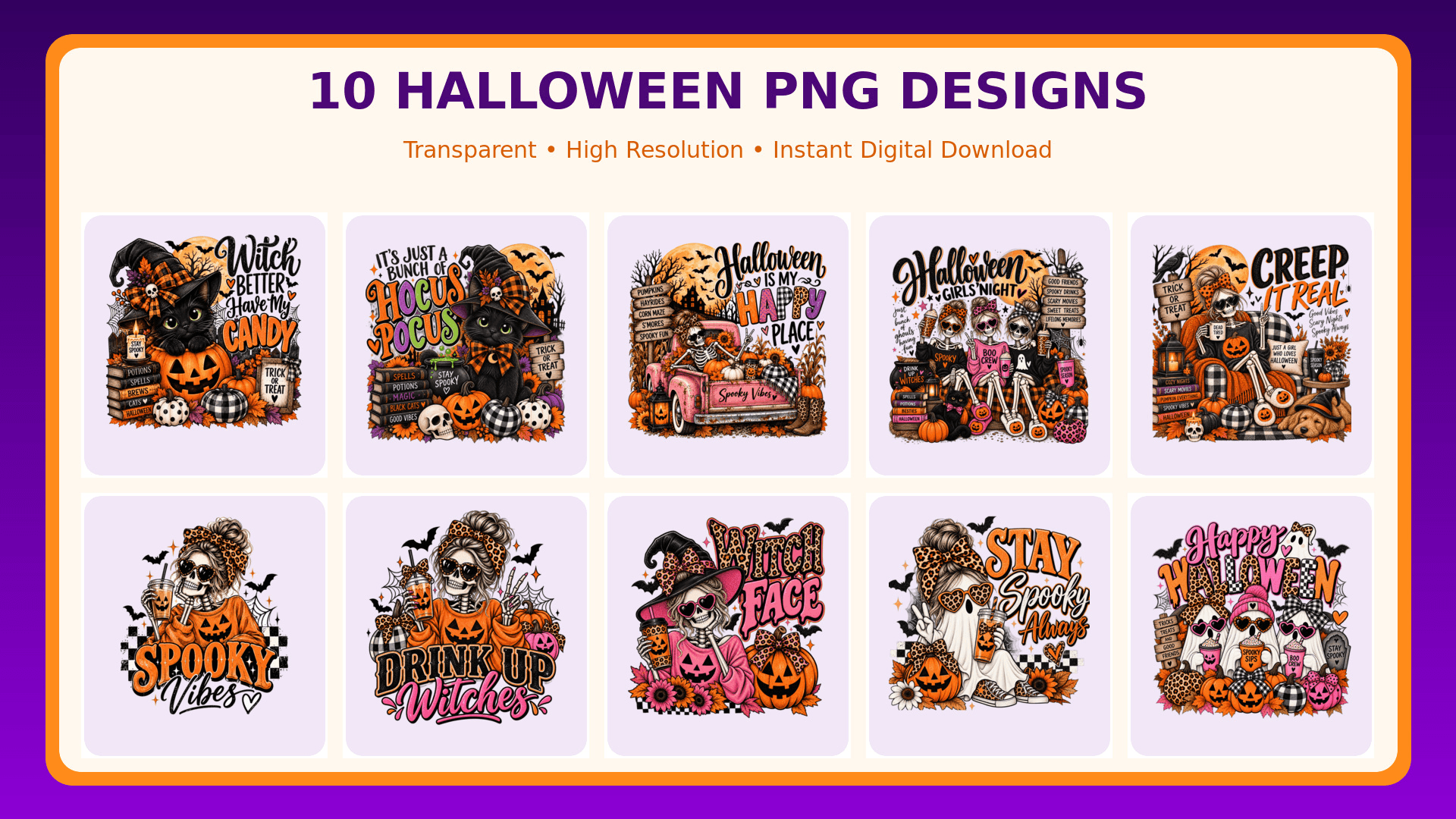 Halloween PNG Bundle of 10