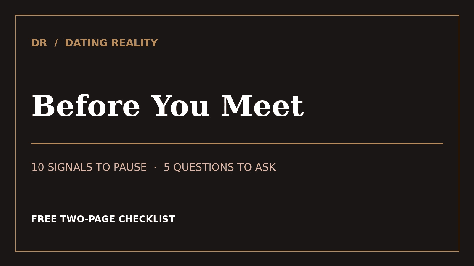 Before You Meet: Free Dating Checklist