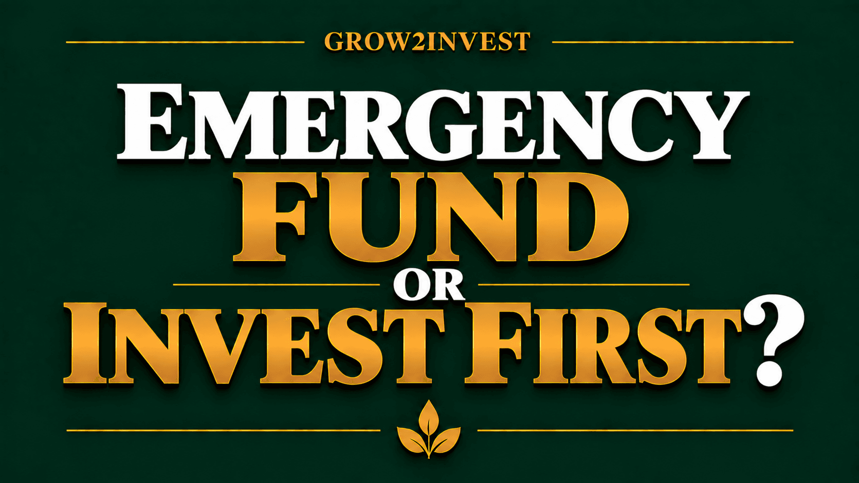 Emergency Fund or Invest First?
