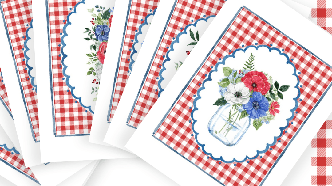 Red, White & Blue Poppies Wall Art Set