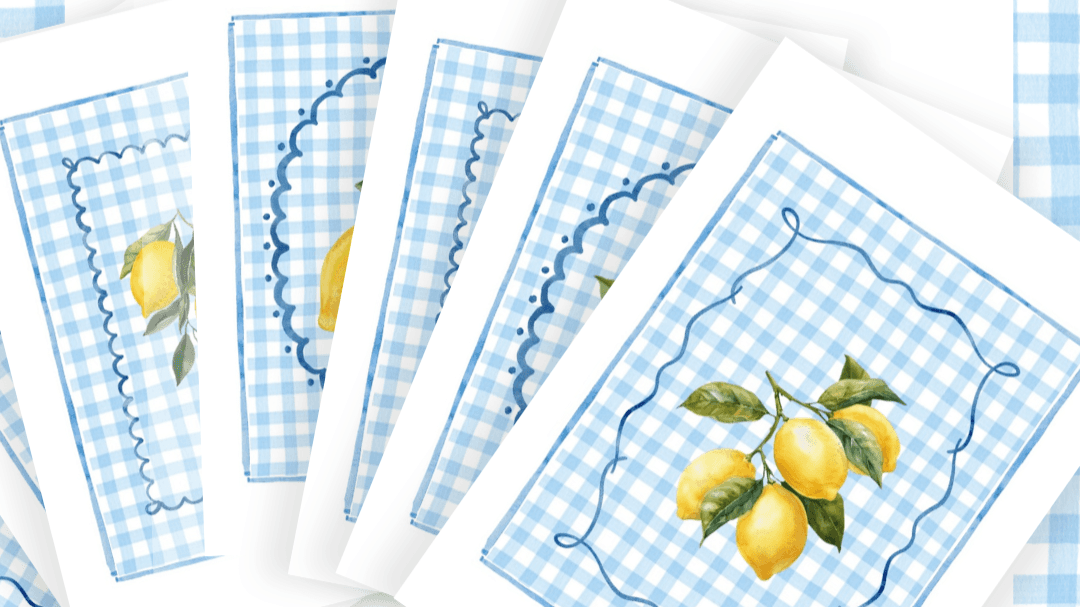 Blue Gingham & Lemons Summer Wall Art Printables