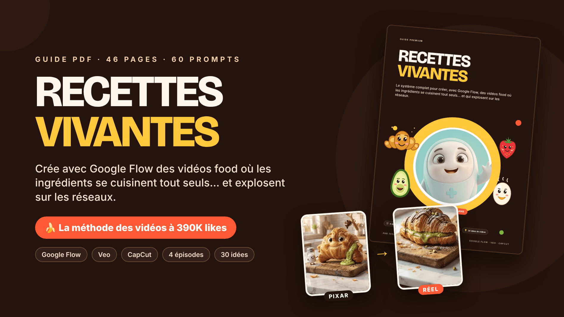 Recettes Vivantes : Tes vidéos food IA virales