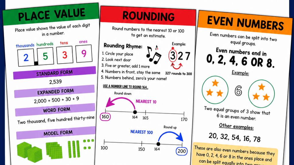 3rd Grade Math Anchor Charts