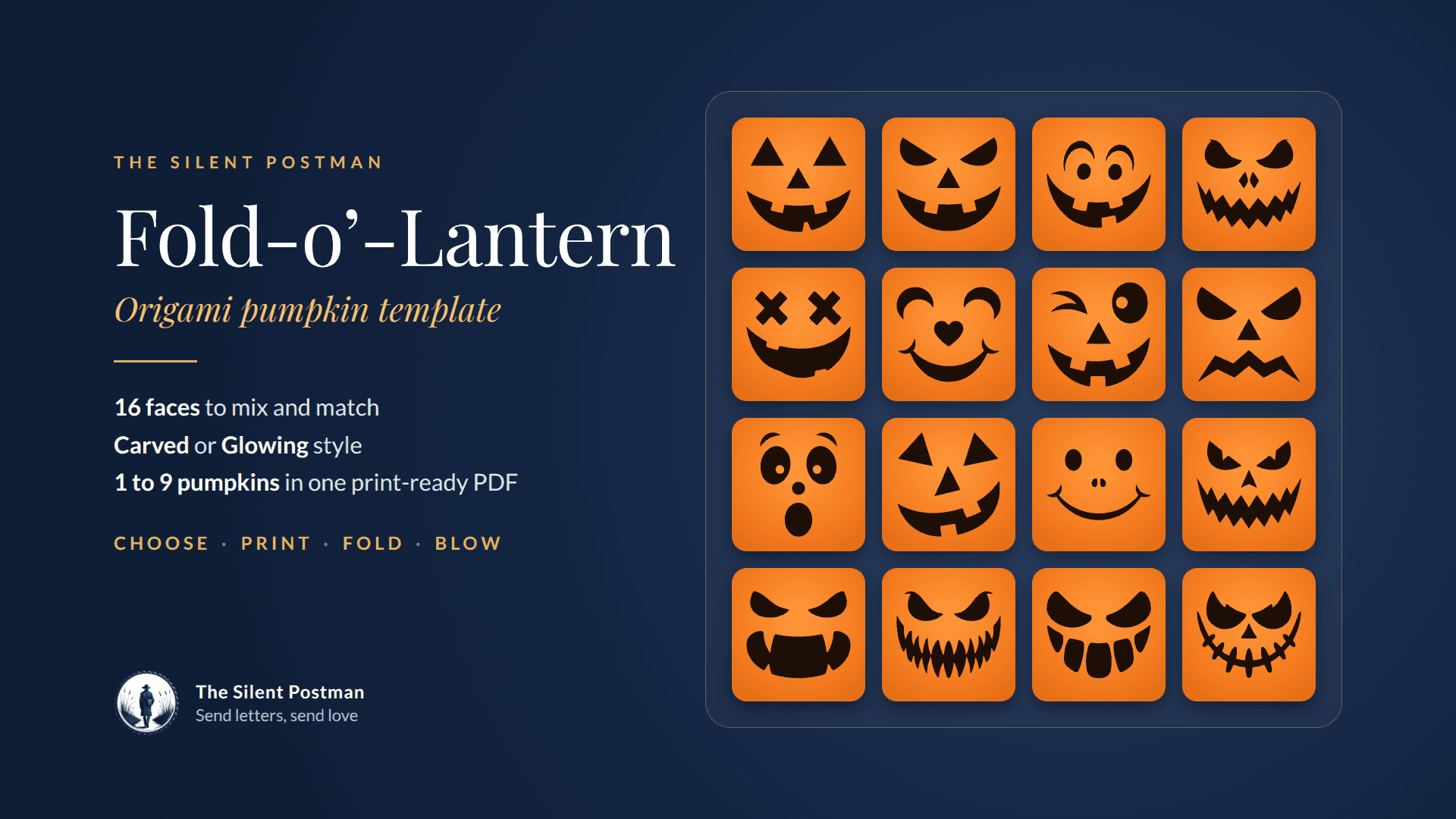 Fold-o'-Lantern: Origami Pumpkin Template