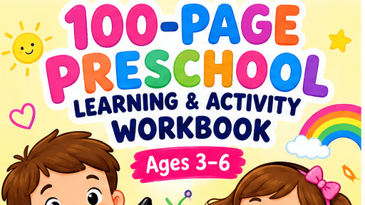 100-Page Preschool Learning and Activity Workbook