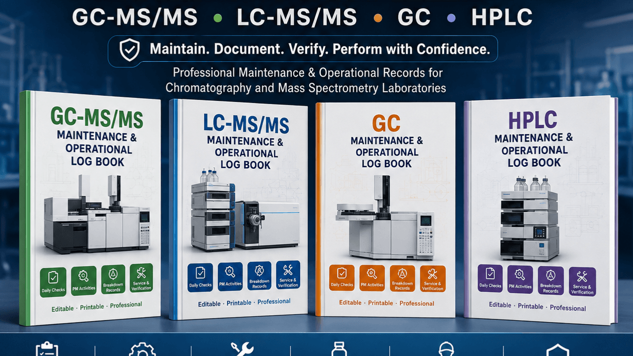 GC-MS/MS, LC-MS/MS, GC & HPLC Maintenance Log Book