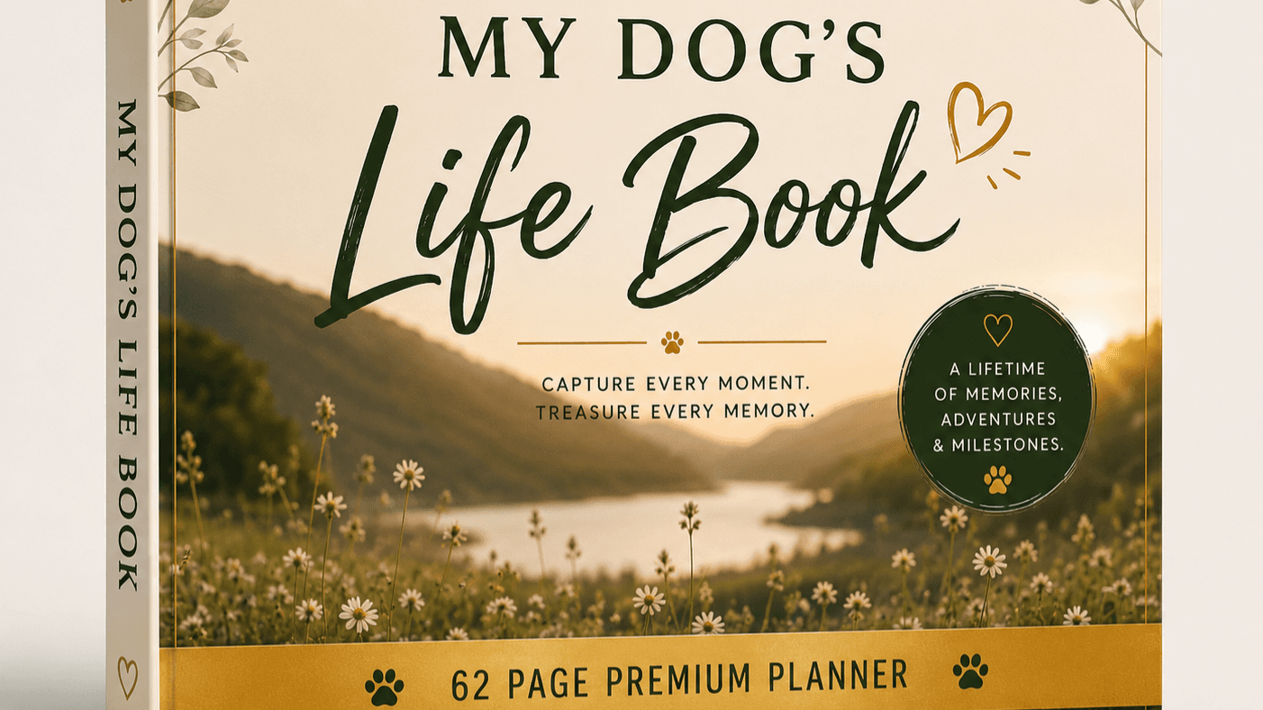 The Ultimate Dog Life Planner & Keepsake 62 pages.