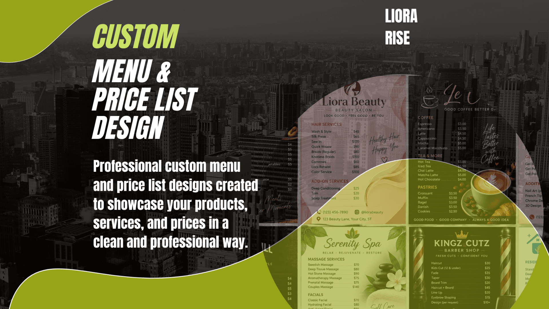 Custom Menu & Price List Design