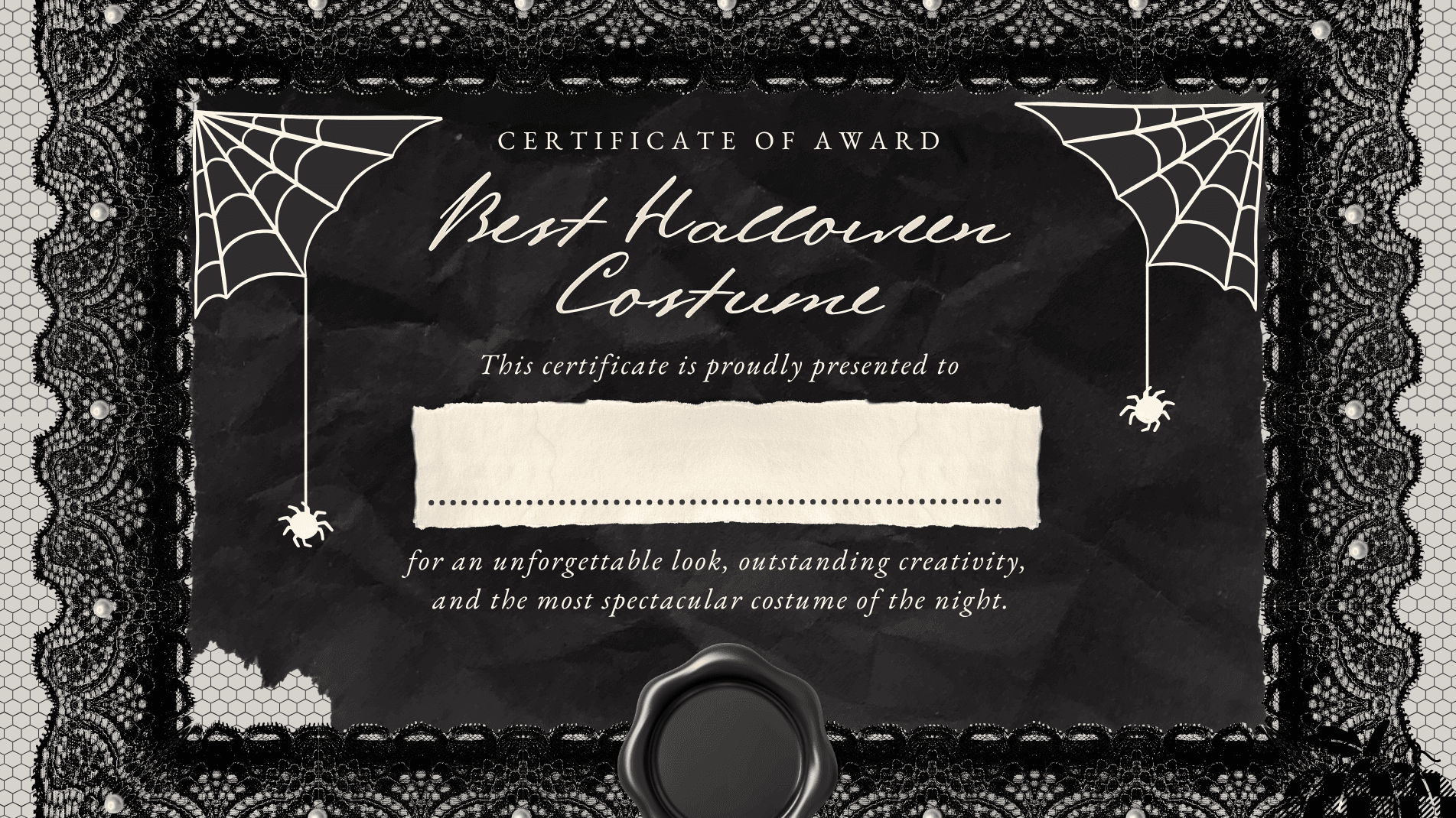 Best dressed costume certificate