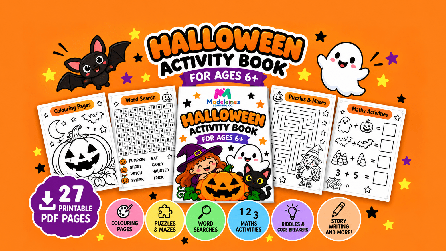 Halloween Activity Book for Ages 6+