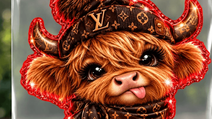 Luxury Cowgirl Highland Cow DTF Design