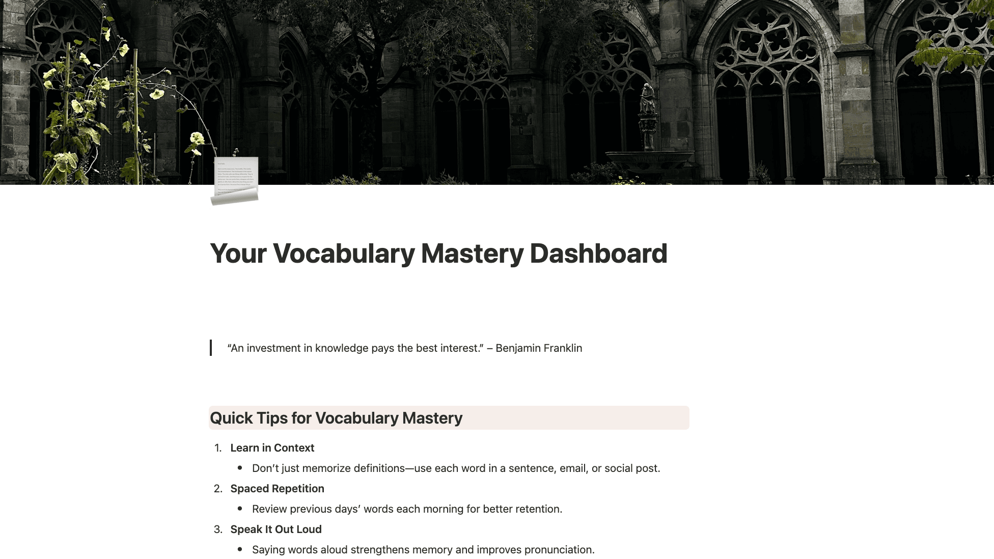 Vocabulary Mastery Dashboard