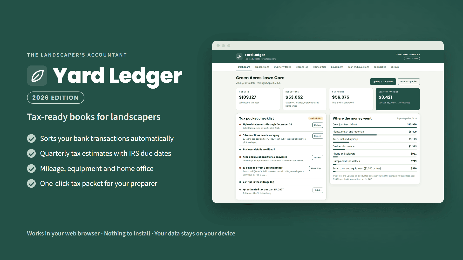 Yard Ledger 2026: Tax-Ready Books