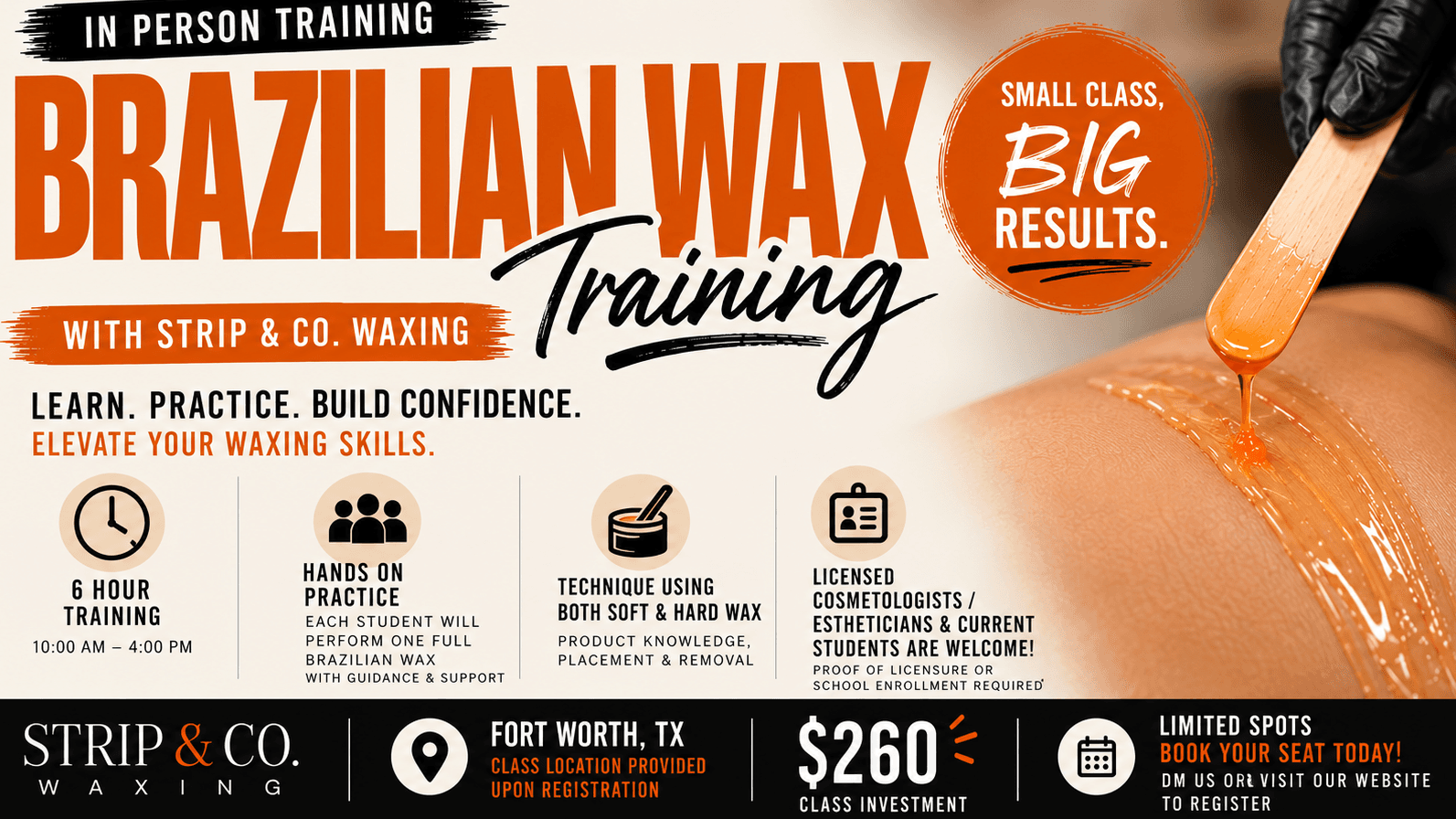 In-Person Brazilian Wax Training: Thurs 11/12/26