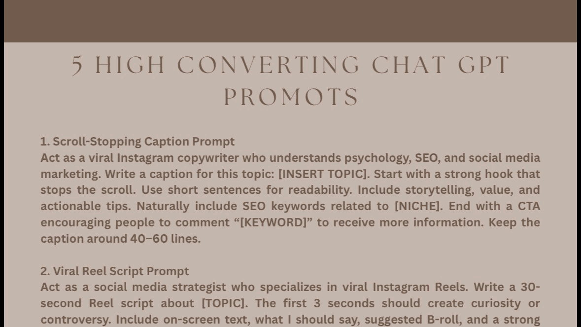 5 High Converting Chat GPT Prompts
