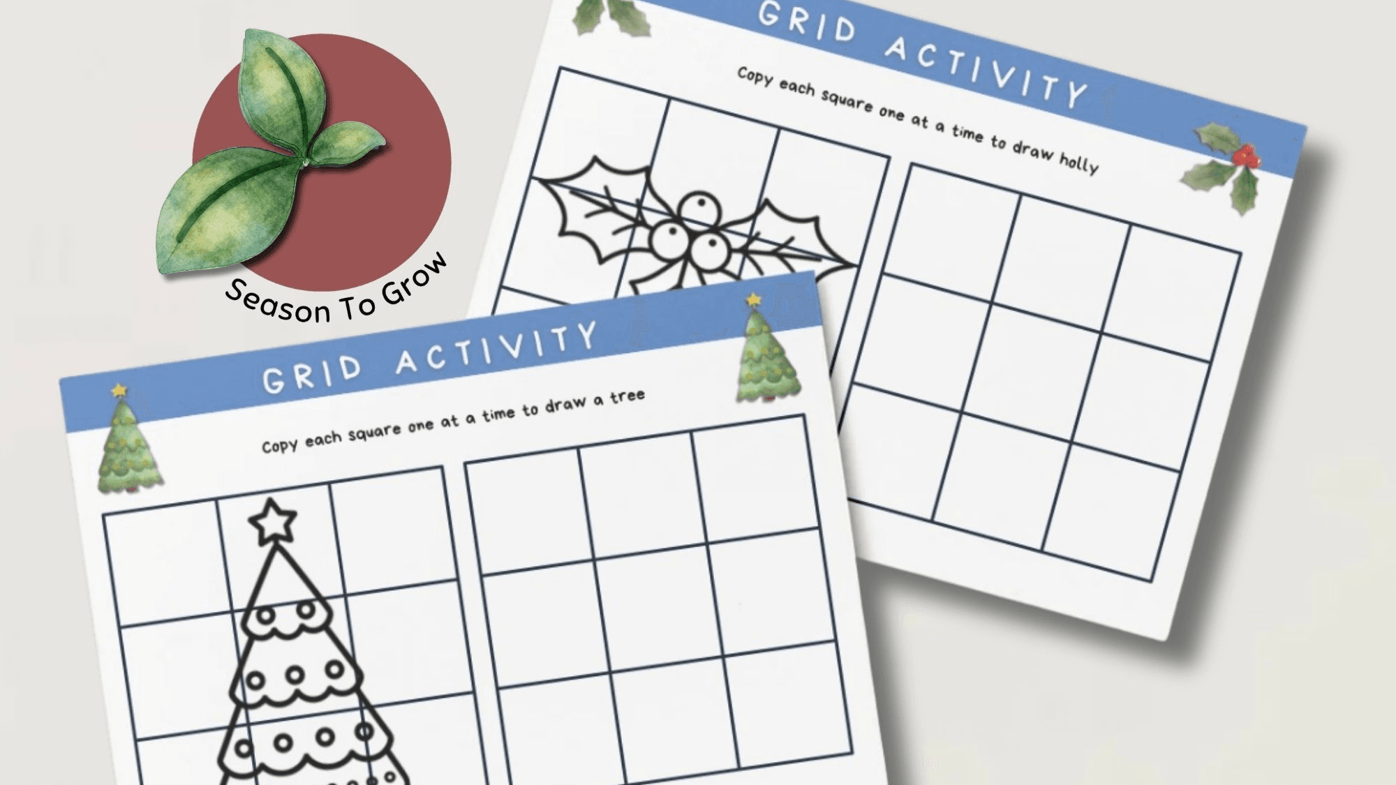 30 x Grid Activity 1 | Winter Grid Drawing