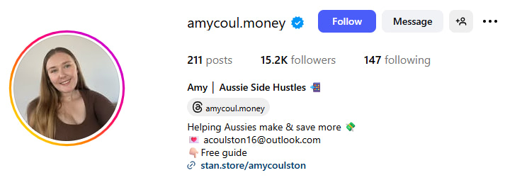 Finance Creator Spotlight - Amy Coul (@amycoul.money) Instagram Profile