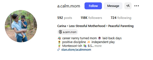 Parenting Creator Spotlight - Carina (@a.calm.mom) Instagram Profile