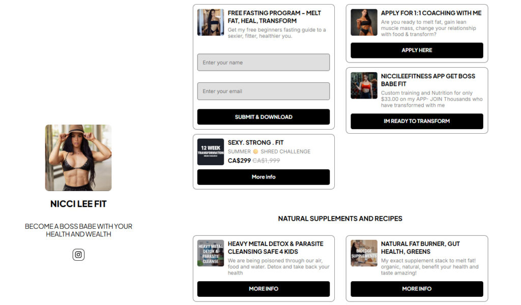 Fitness Creator Spotlight - Nicci Lee Ellison (@niccileefit) Stan Store