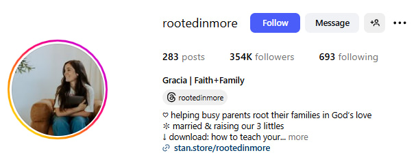 Spirituality Creator Spotlight - Gracia (@RootedInMore) Instagram Profile