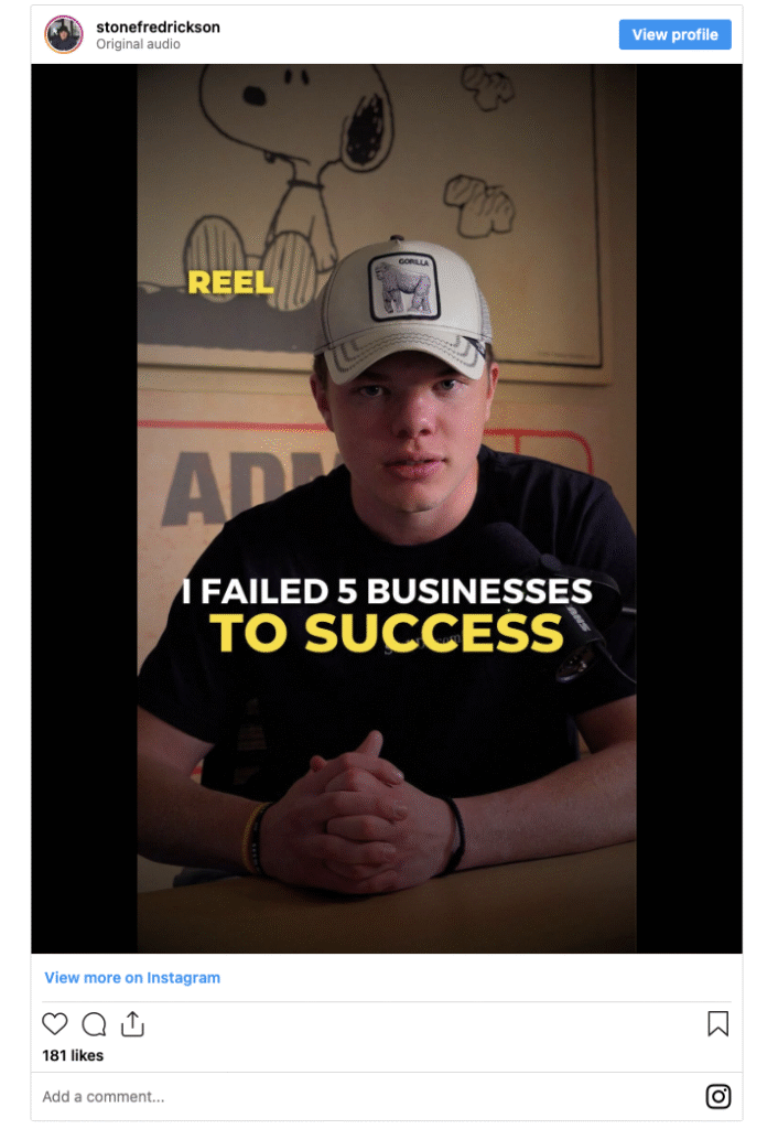 You never get to where you want to go without starting and failing.