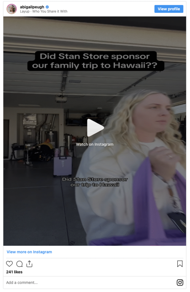Abigail Peugh Stan Store testimonial