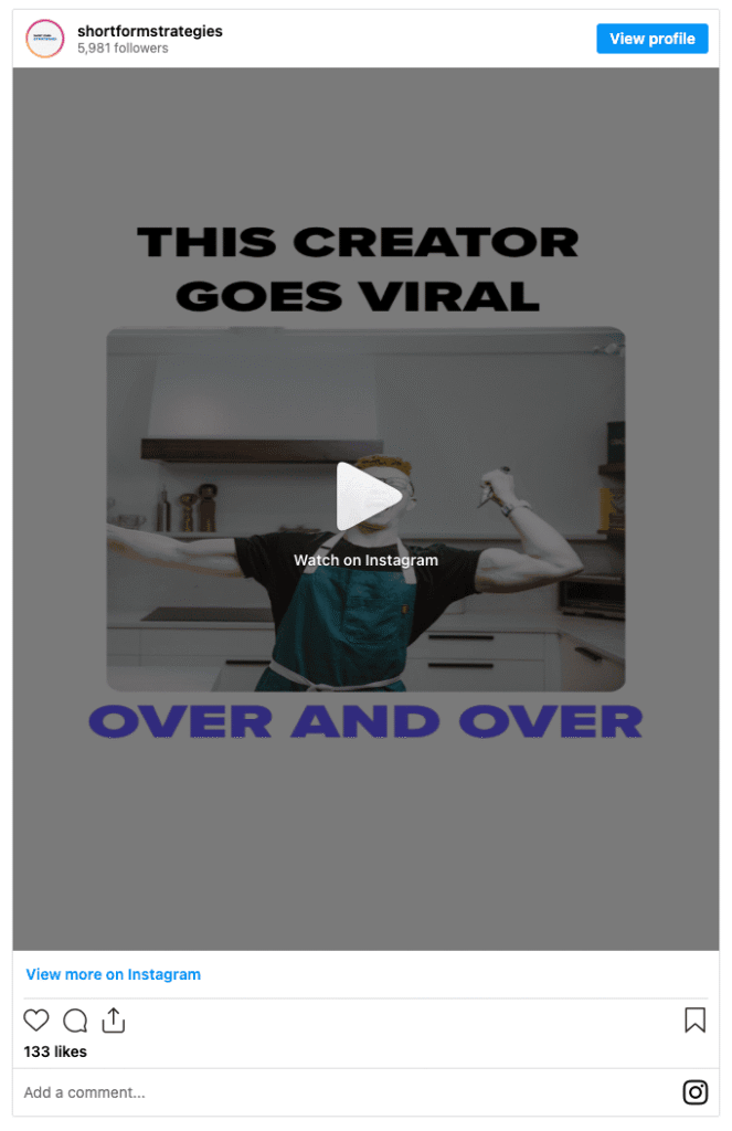 Short form strategy viral example