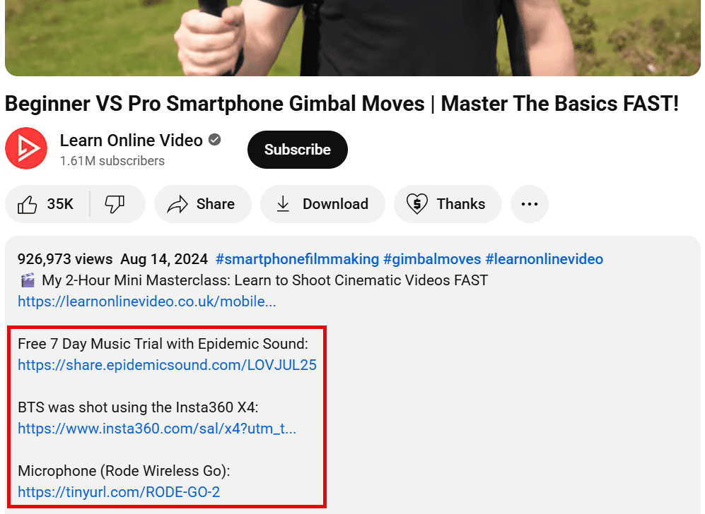 Affiliate link examples