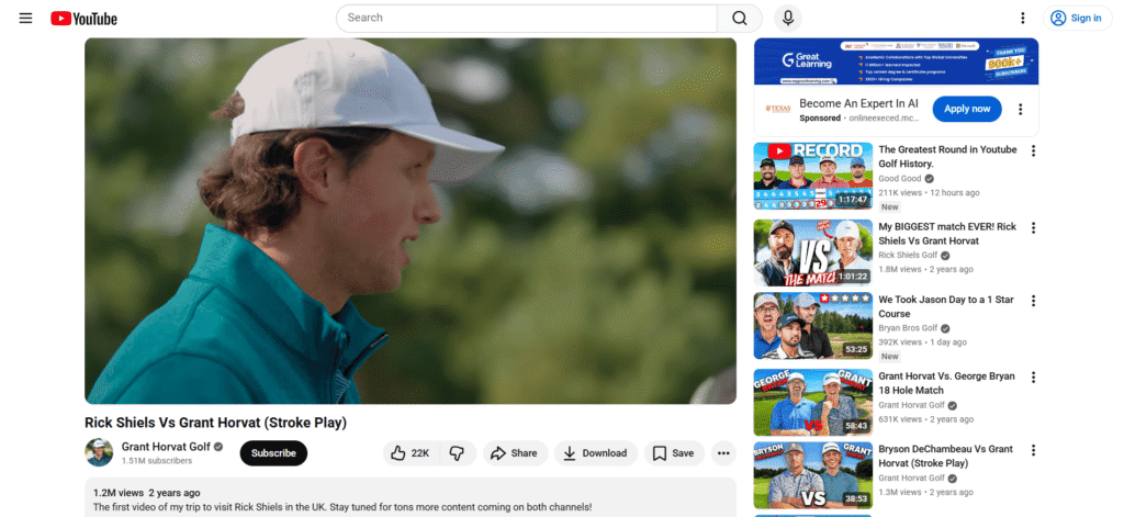 An image showing Grant Horvat's collaboration with Rick Shiels on YouTube.