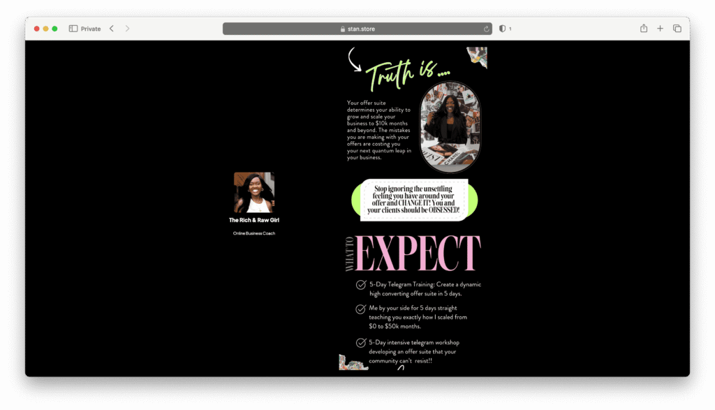 Kamiria Sales Page Example