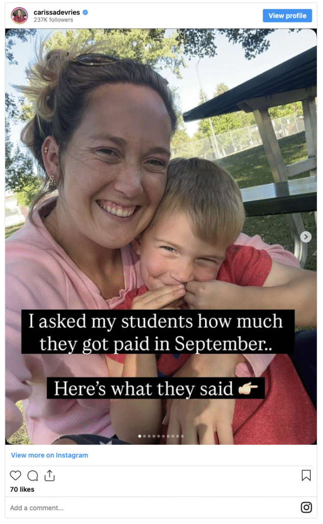 Carissa Devries student results