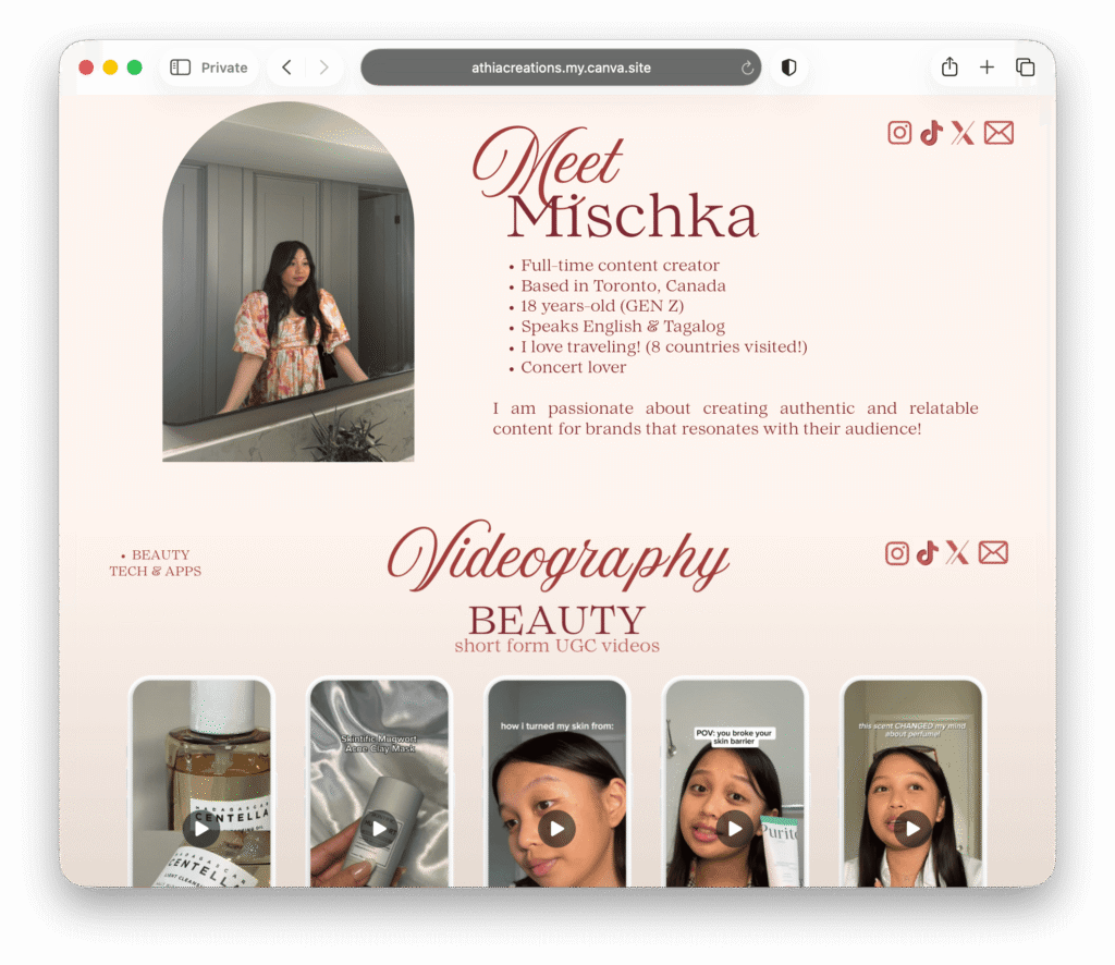 Mischka UGC Creator Example