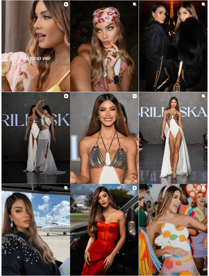 A screenshot of Aleska Genesis’s Instagram profile showcasing her modeling and lifestyle content.