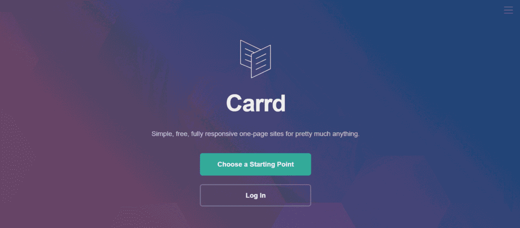 A screenshot of the Carrd homepage, a link in bio tool for creators.