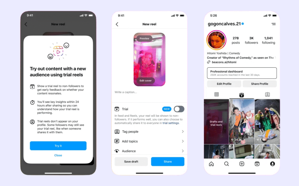 Instagram Trial Reels example