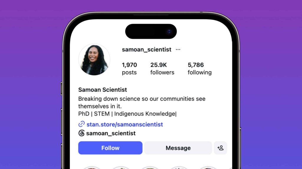 Samoan Scientist Instagram Profile