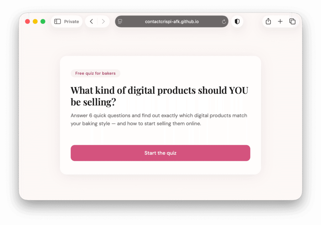 Conversational quiz to sales funnel example