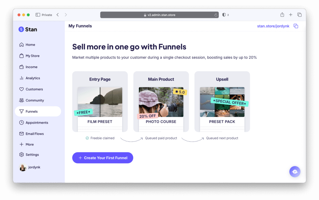 Create your first Stan Store Funnel