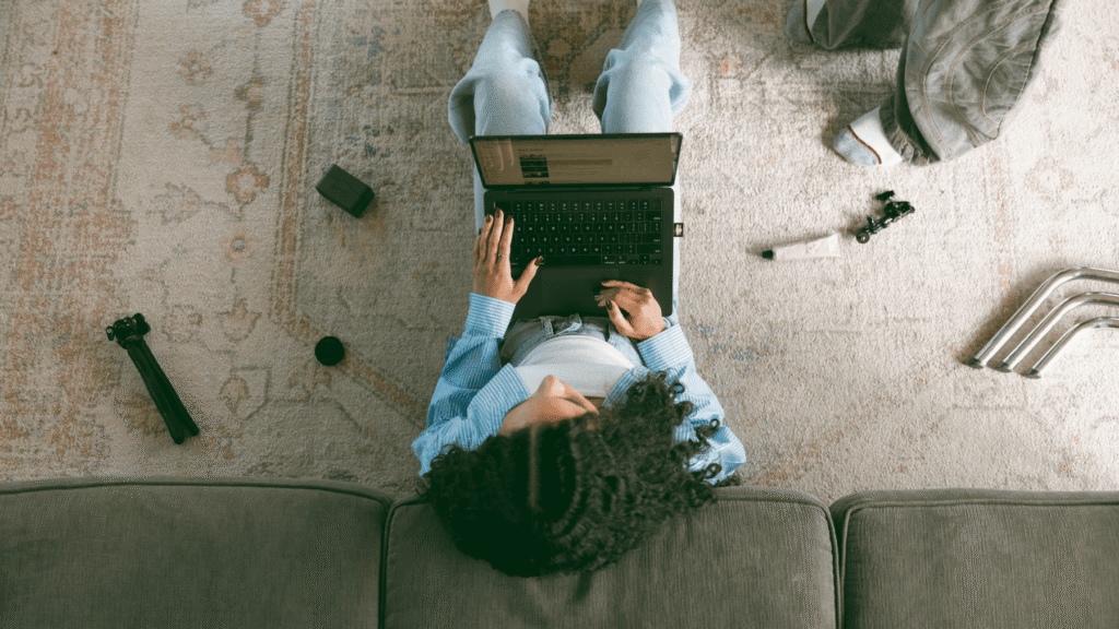 Creator working from laptop