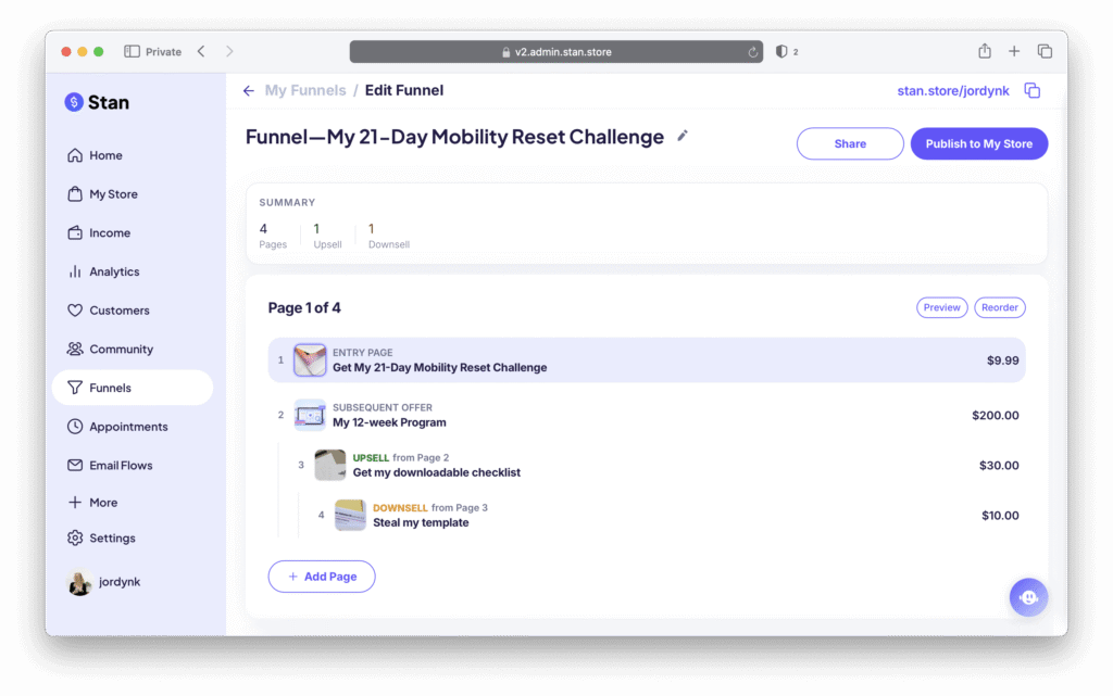 Earn More by adding upsells and downsells to your Stan Store Funnel
