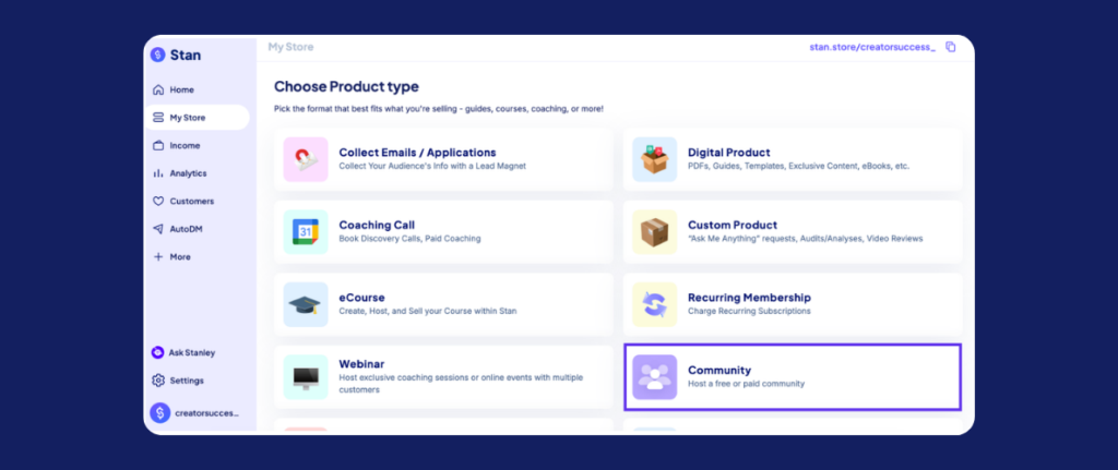 Add the Community Product to Your Stan Store