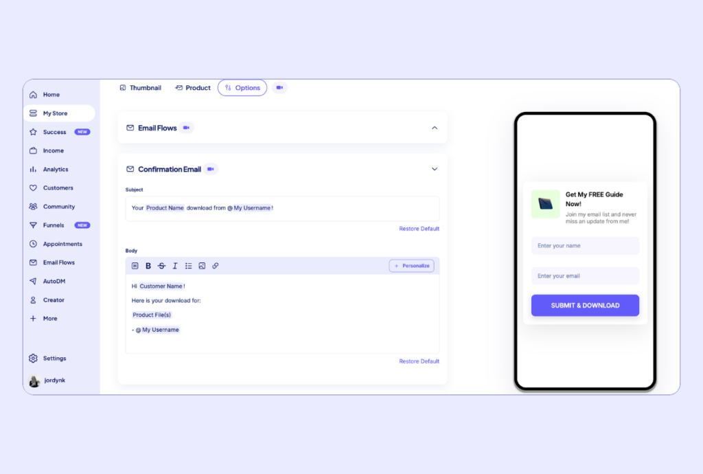 Personalize Your Confirmation Email